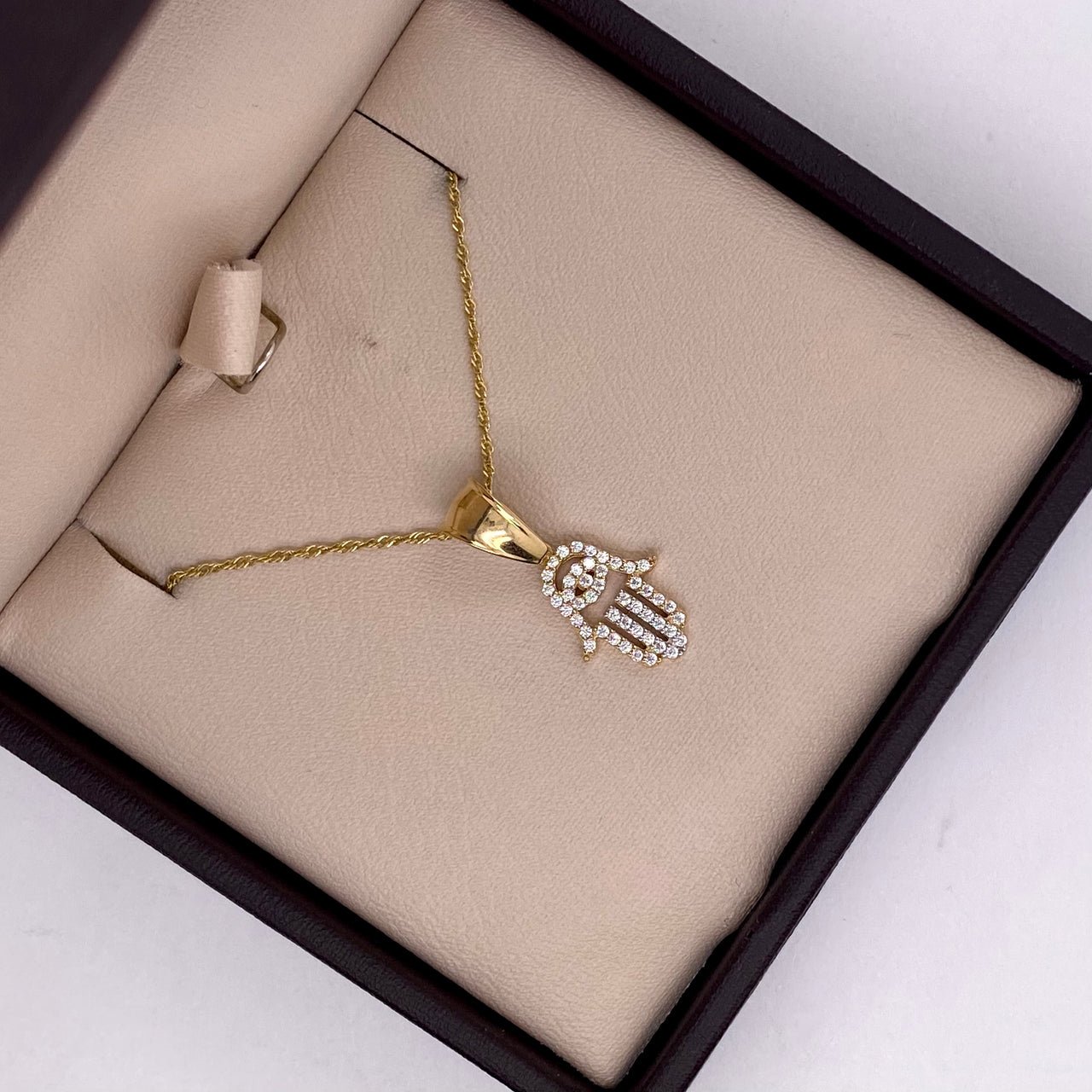 Dije Oro 10k - Mano de Fátima con Zirconias