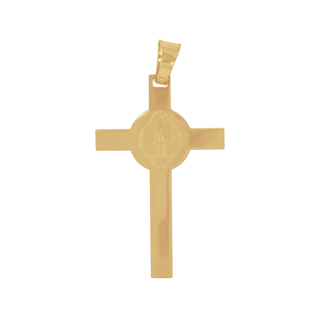 Cruz con Cristo y San Benito Oro 10k - 4.2 cm
