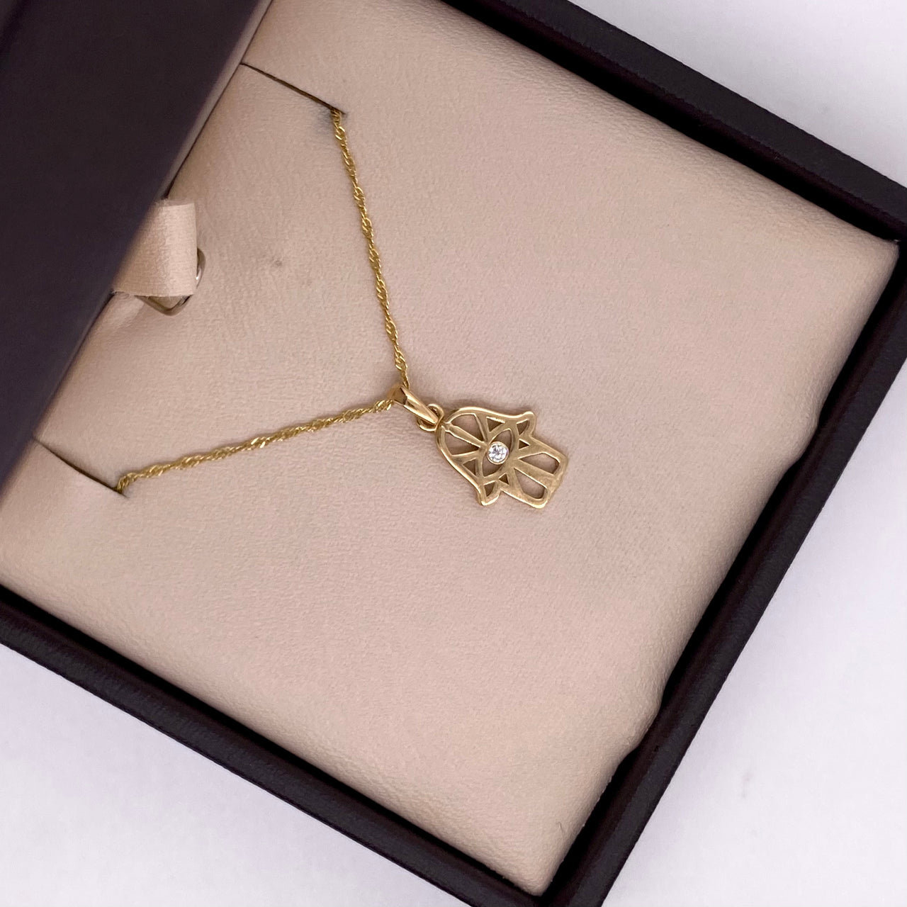 Dije Oro 10k - Mano de Fátima con Zirconia