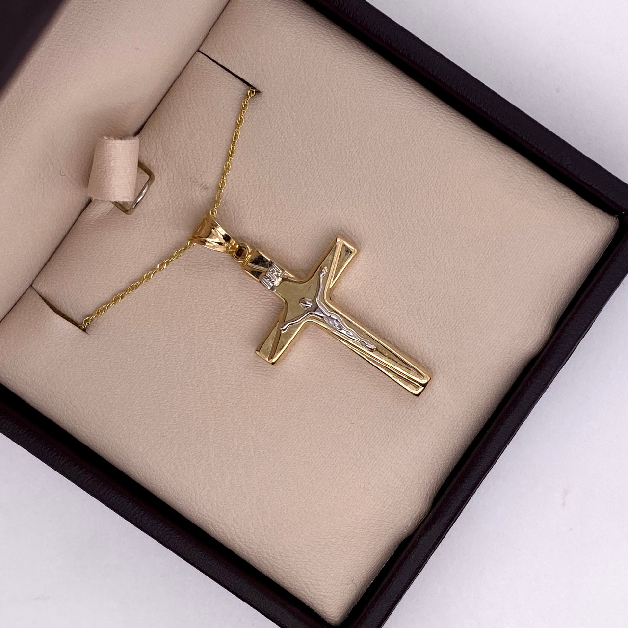 Cruz Oro 10k - Cristo Blanco 3.5 cm