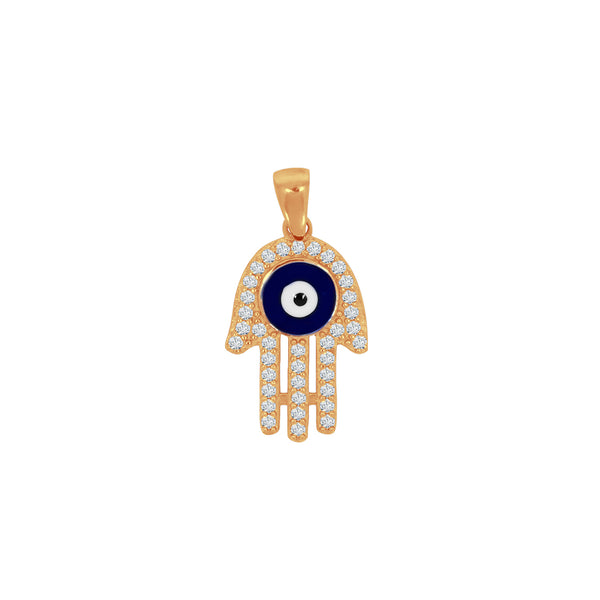 Dije Oro 10k - Mano de Fátima con Zirconias y Ojo Turco