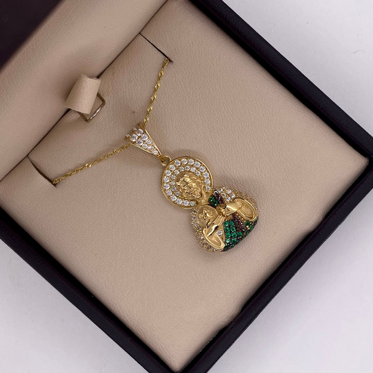 Dije Oro 10k - San Judas Tadeo con Zirconias 3.4 cm