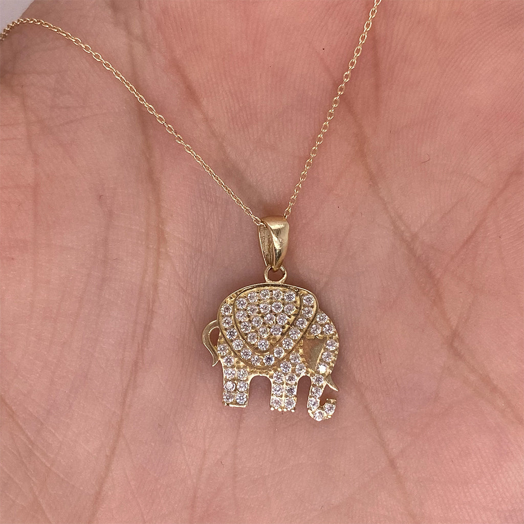 Dije Oro 10k - Elefante con Zirconias
