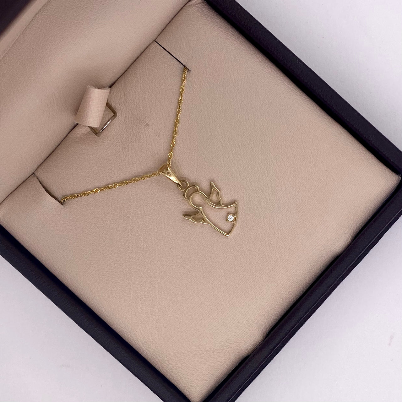 Dije Oro 10k - Silueta Ángel con Zirconia