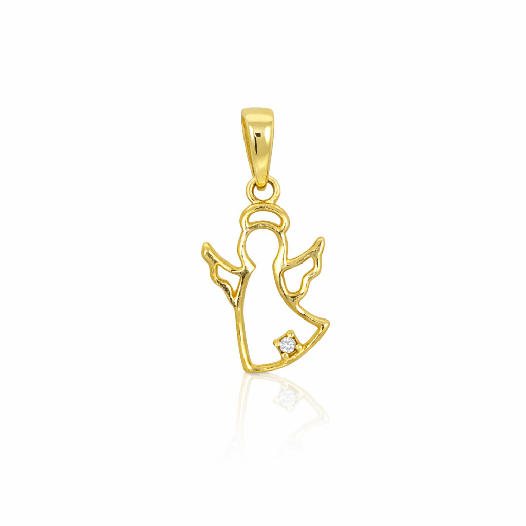 Dije Oro 10k - Silueta Ángel con Zirconia
