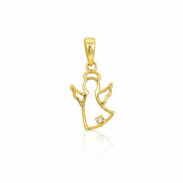 Dije Oro 10k - Silueta Ángel con Zirconia