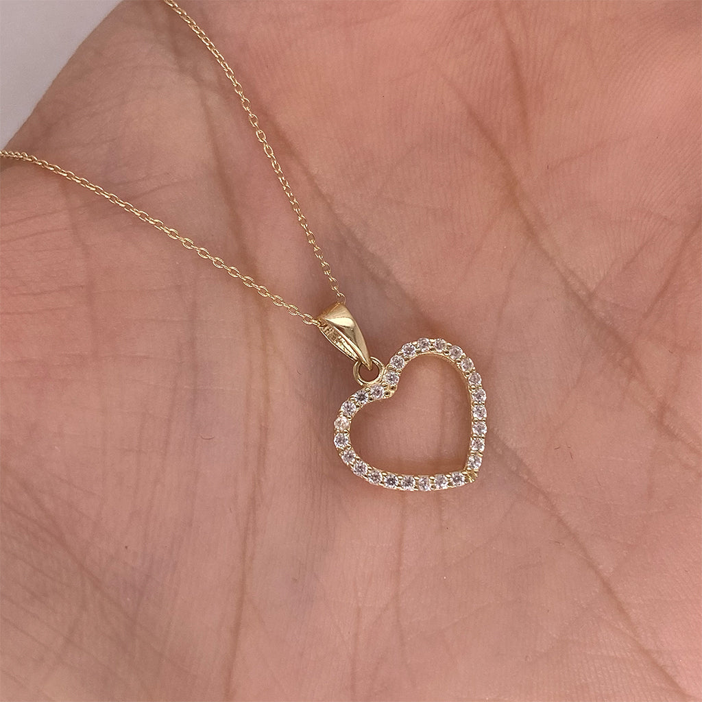 Dije Oro 10k - Corazón con Zirconias