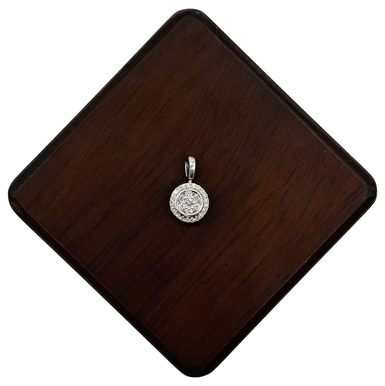 Dije Oro Blanco 14k - Dije Redondo con Diamante 25 puntos totales