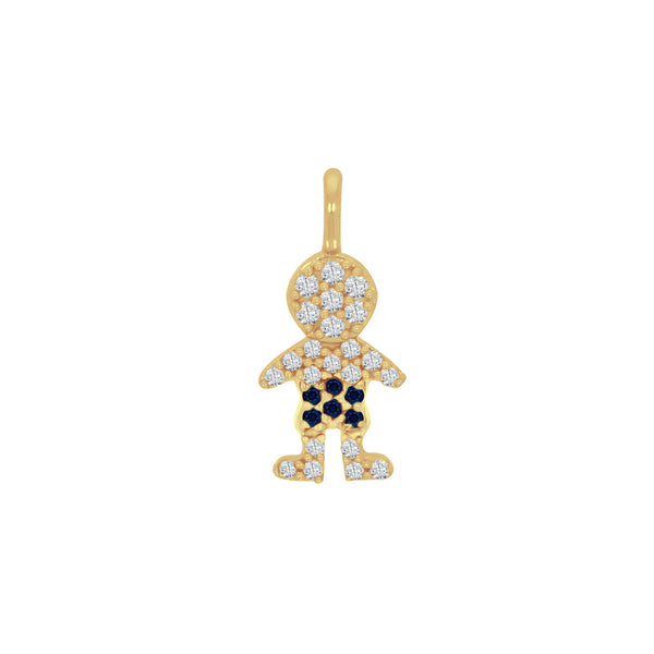 Dije Niño Oro Amarillo 14k - Diamantes y Zafiro