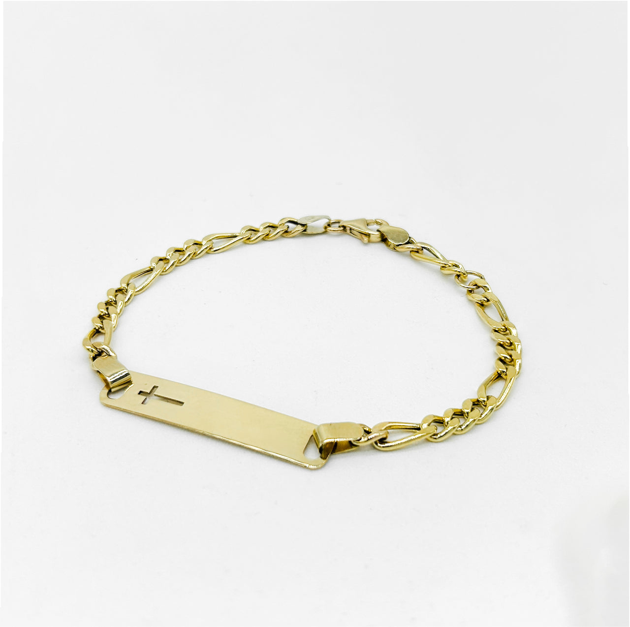 Esclava Oro 14k - Placa con Cruz 16 cm
