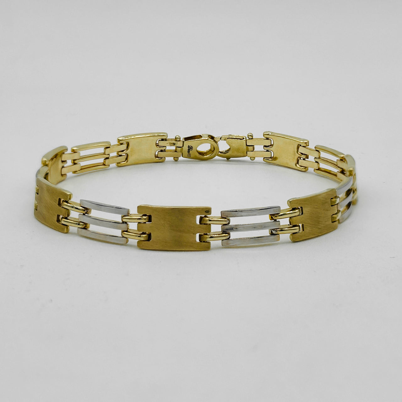 Pulso Oro 10k - Brazalete Combinado 22 cm Largo