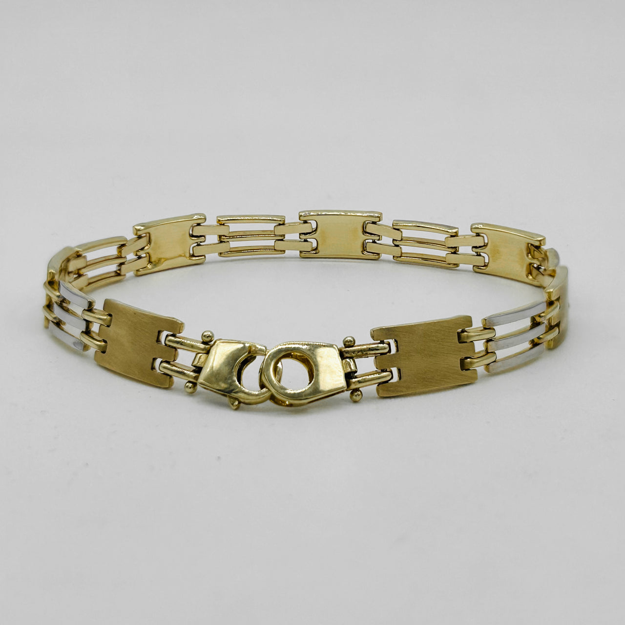 Pulso Oro 10k - Brazalete Combinado 22 cm Largo