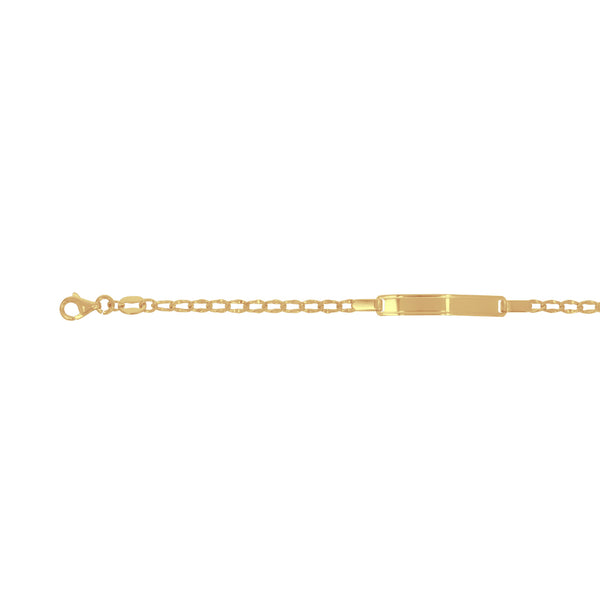 Esclava Oro 10k - Eslabones con Placa, Ajustable de 12 a 14 cm
