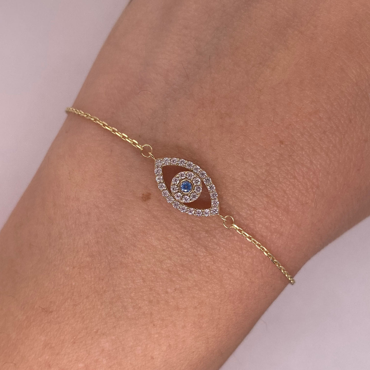 Pulso Oro 10k - Ojo Turco con Zirconias