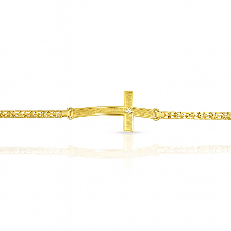 Esclava Oro 10k - Cruz con Zirconia