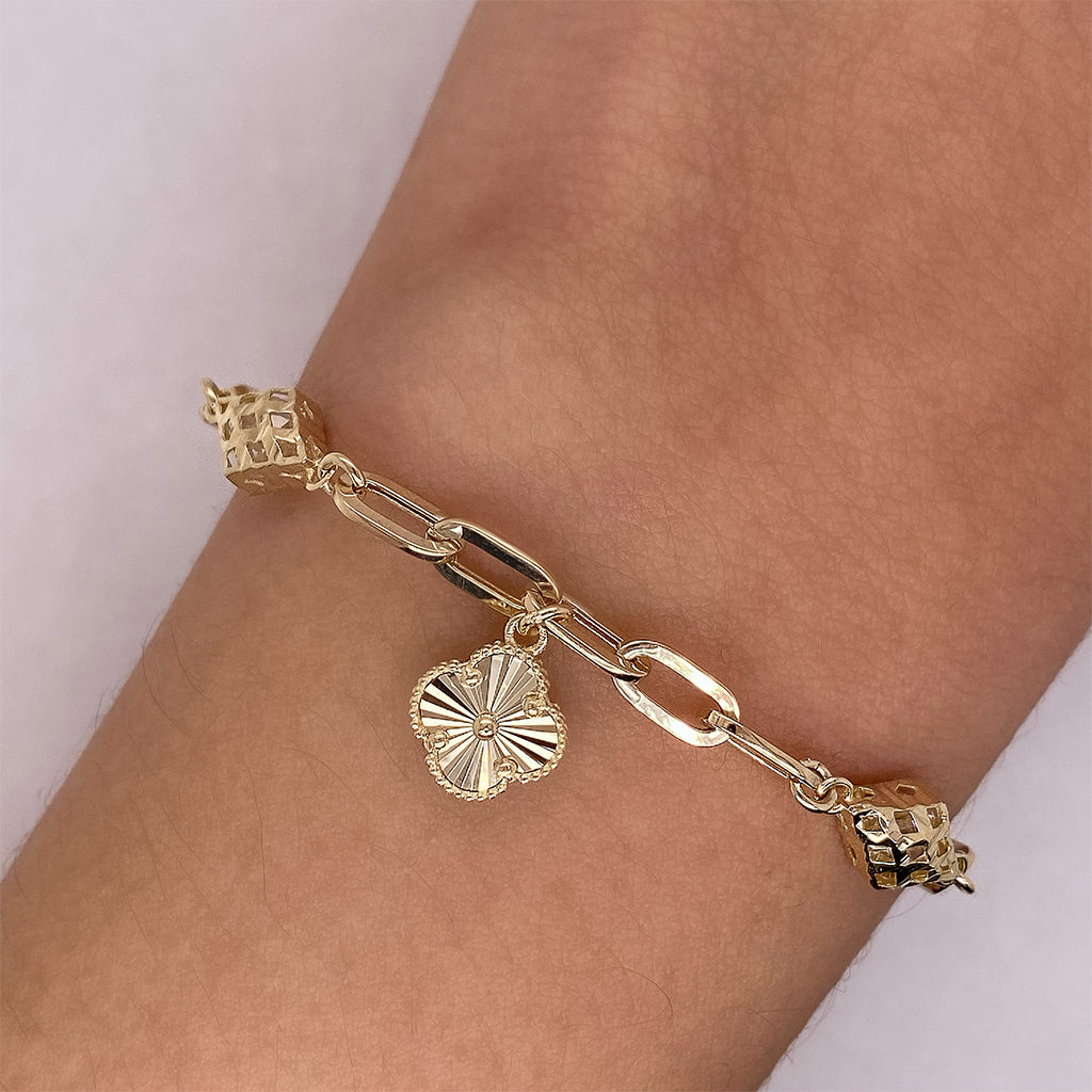 Pulsera Oro 10k - Clip con Flor