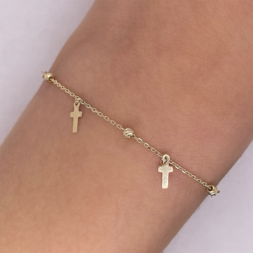 Pulsera Oro 10k - Cruces Colgantes