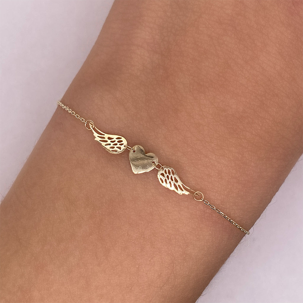 Pulsera Oro 10k - Corazón con Alas