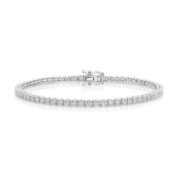 Pulsera De Tenis Con Diamantes De 1.55 Quilates - Oro Blanco 9K, Diamantes Naturales, Ideal Para Regalo