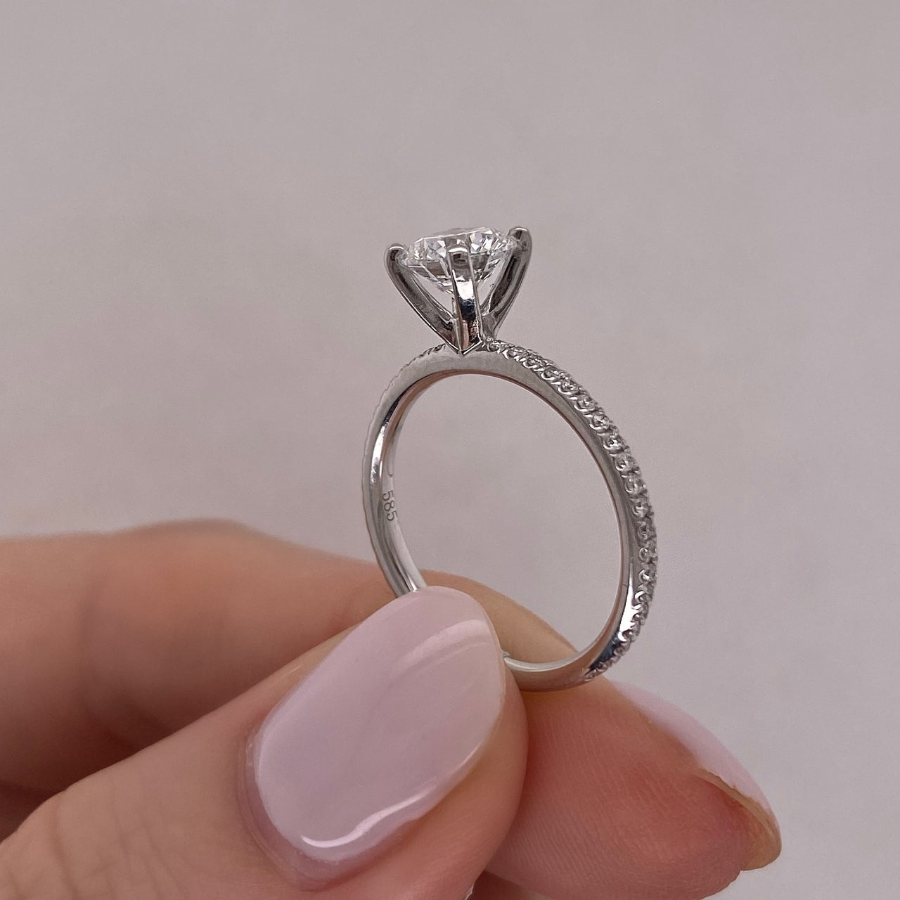 Anillo Oro Blanco 14k - 0.93 CTW Diamante Laboratorio