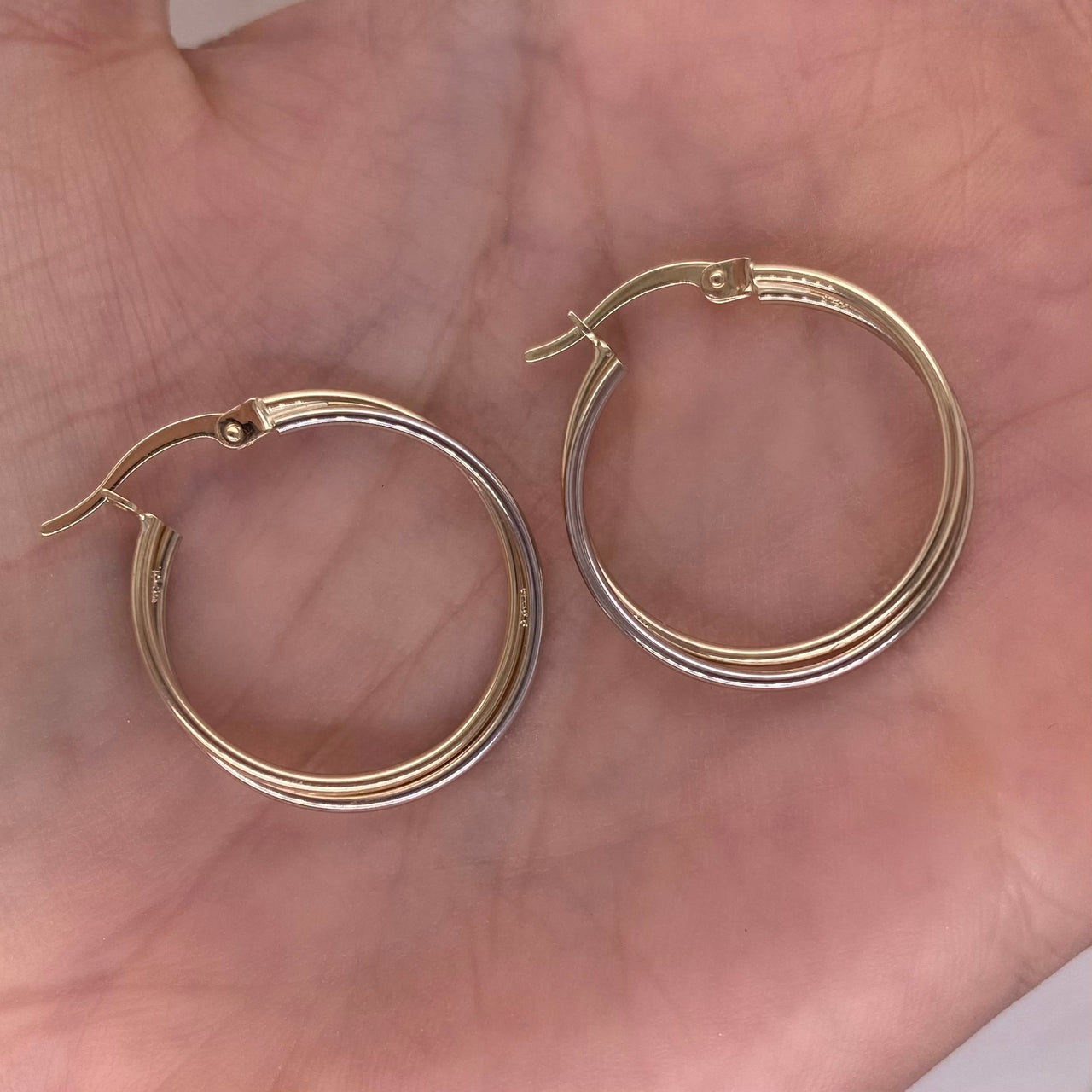 Arracadas Oro 10k Combinado - Diámetro 2.2 cm
