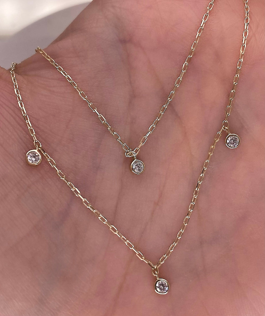 Gargantilla Oro 10k - Doble Caída con Zirconias