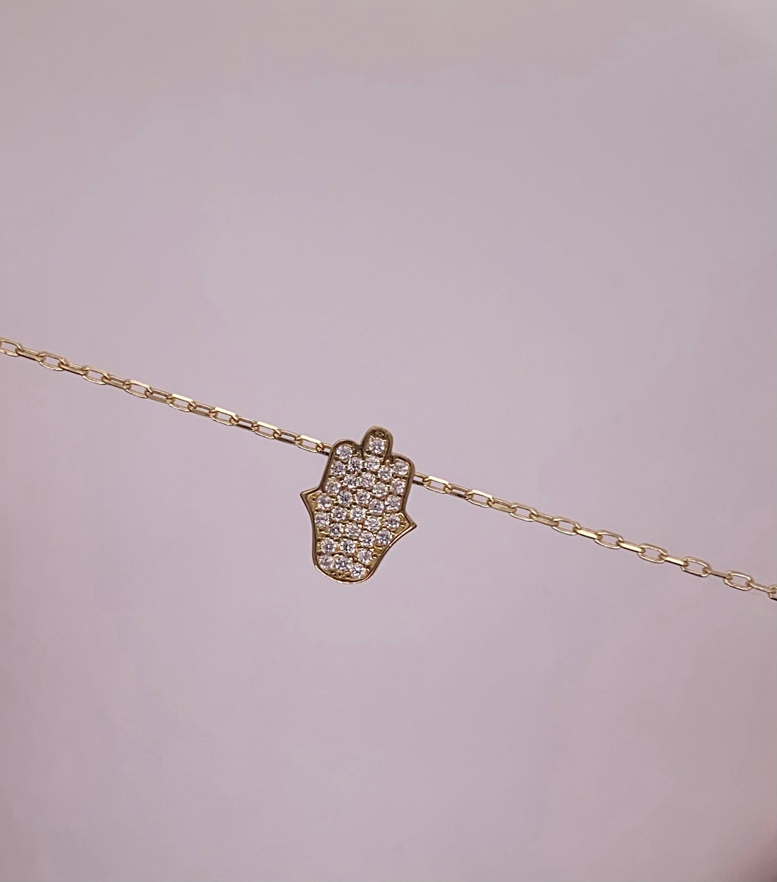 Gargantilla Oro 10k - Mano de Fátima con Zirconias 45 cm