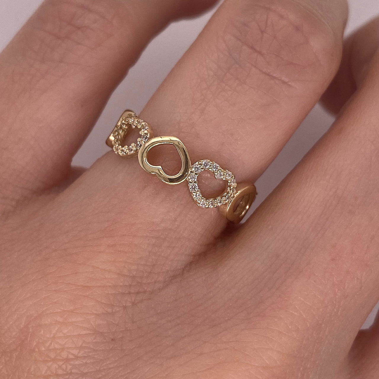Churumbela Oro 10k - Corazones con Zirconias