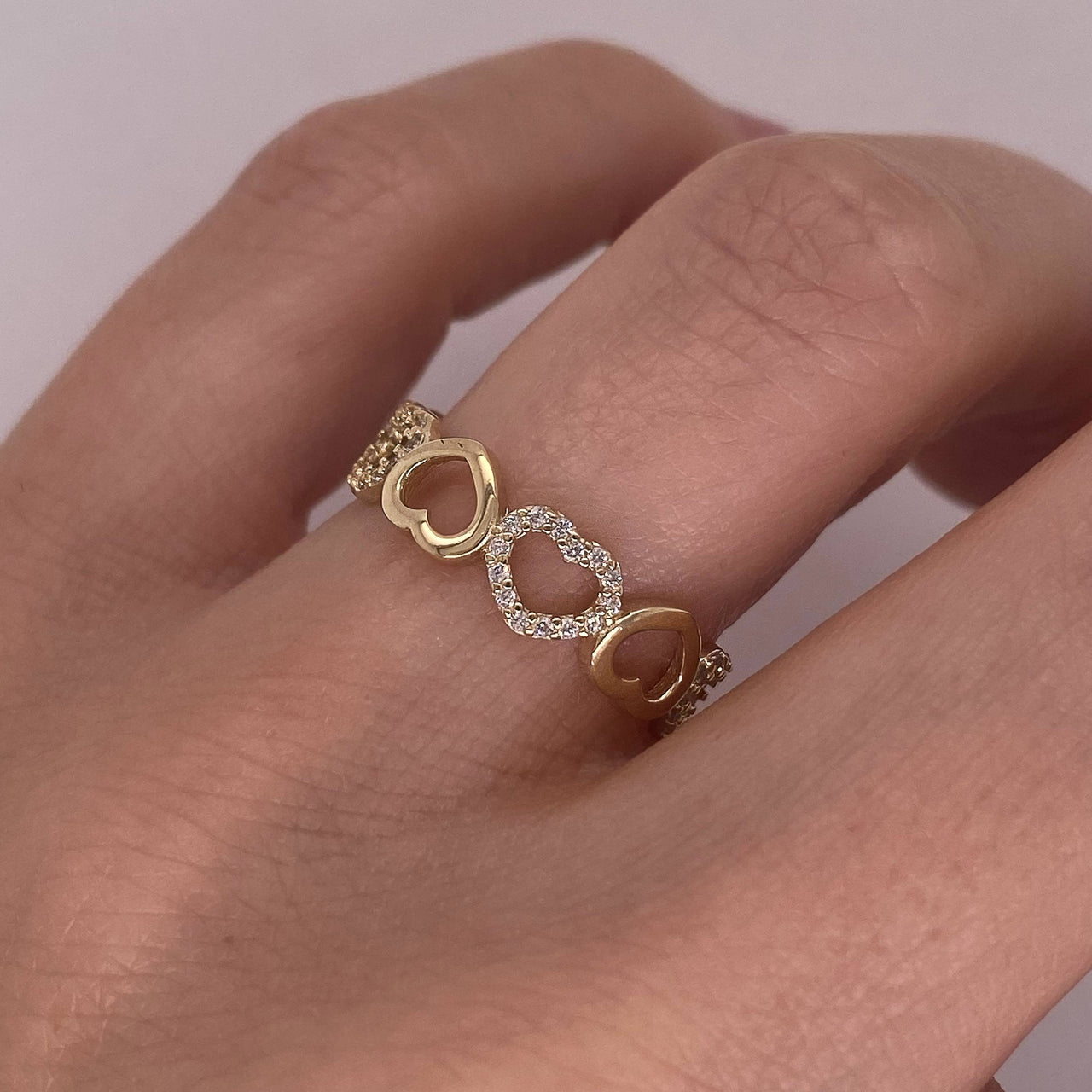 Churumbela Oro 10k - Corazones con Zirconias