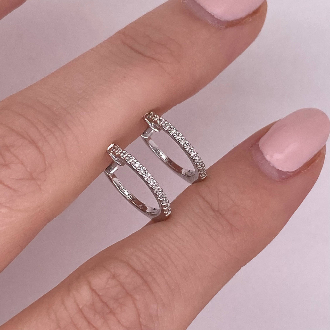 Arracadas Oro Blanco 14k - Diamantes Peso Total 7 Puntos