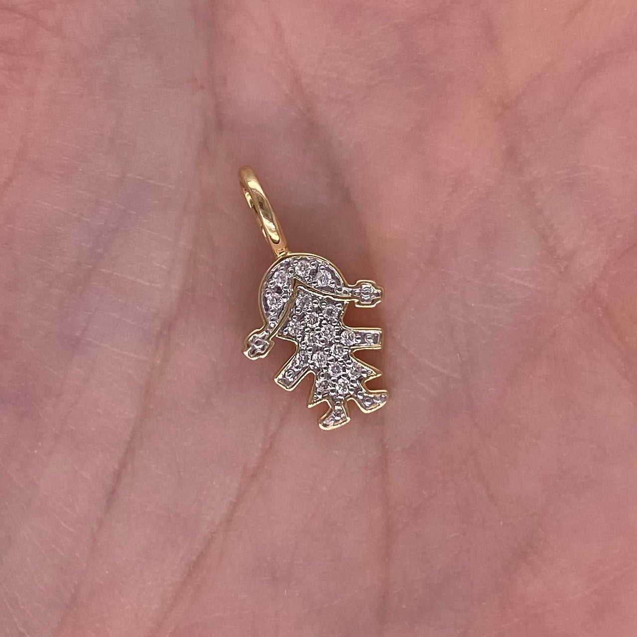 Dije niña Oro Amarillo 14k - Diamantes 7 Puntos Totales