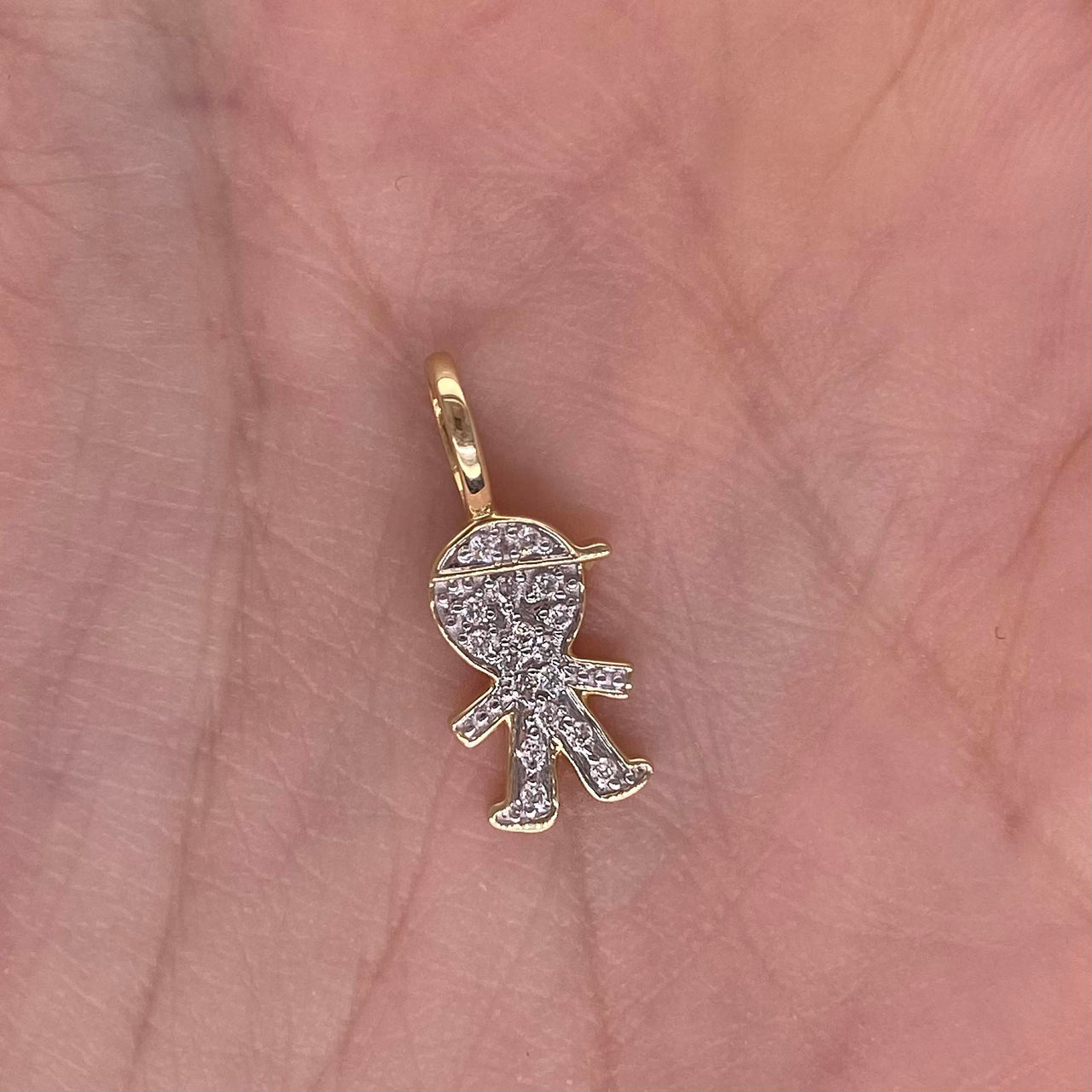 Dije Oro Amarillo 14k - Niño con Diamantes 7 Puntos Totales