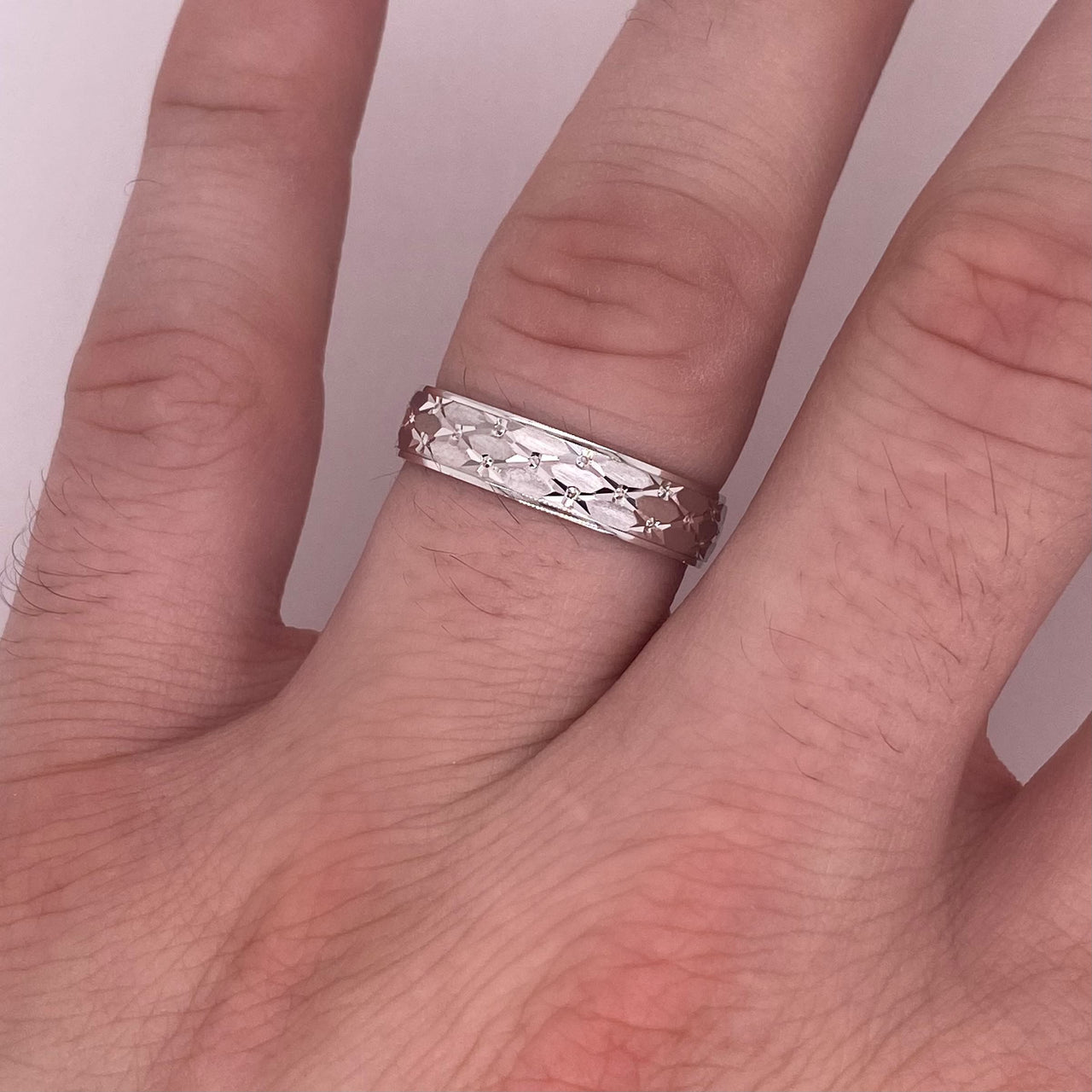 Argolla Oro Blanco 14k - Platinada, Ancho 5 mm