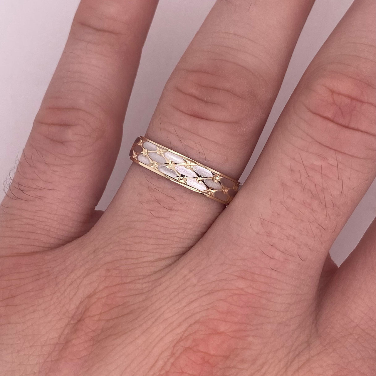 Argolla Oro Combinado 14k - Platinada, Ancho 5 mm