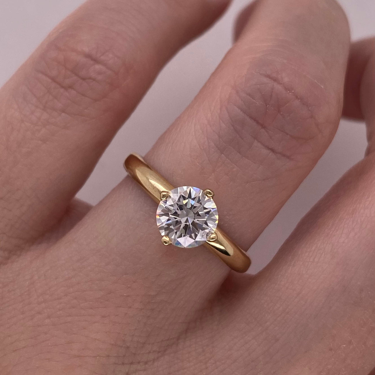 Anillo Oro 14k - Solitario Zirconia 6 mm