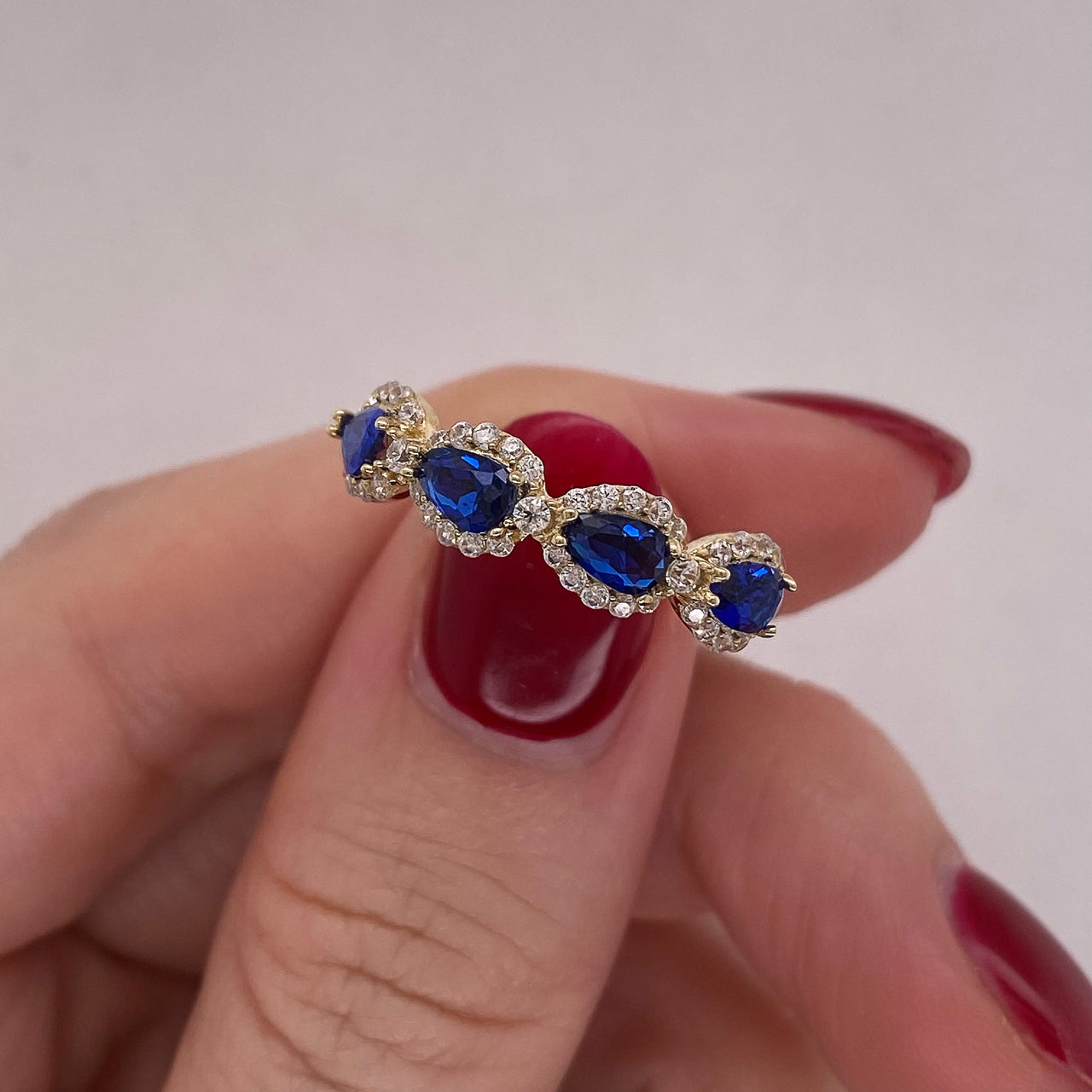 Churumbela Oro 10k - Zirconias tipo Zafiros forma Gota
