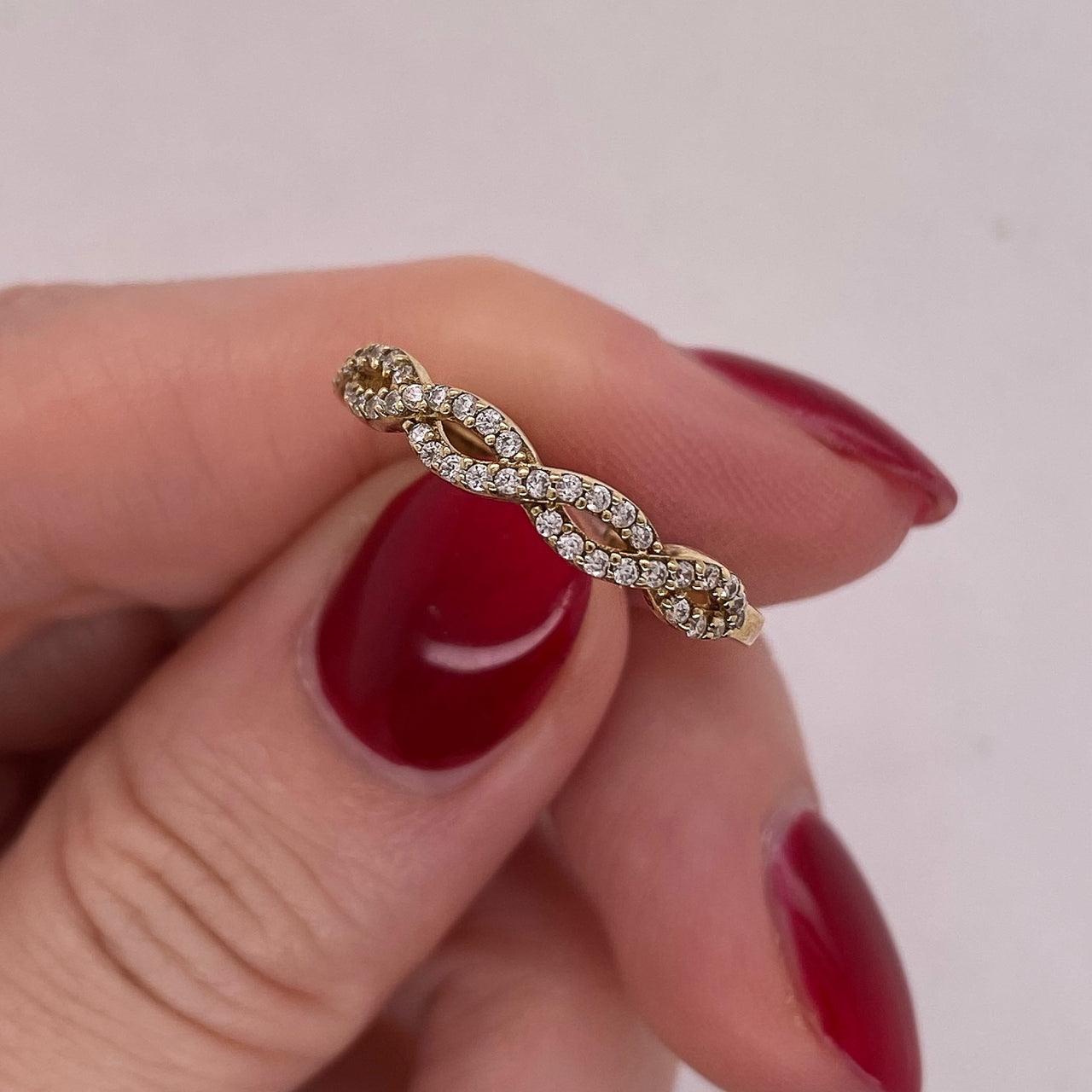 Churumbela Oro 10k - Trenzada con Zirconias de 1 mm