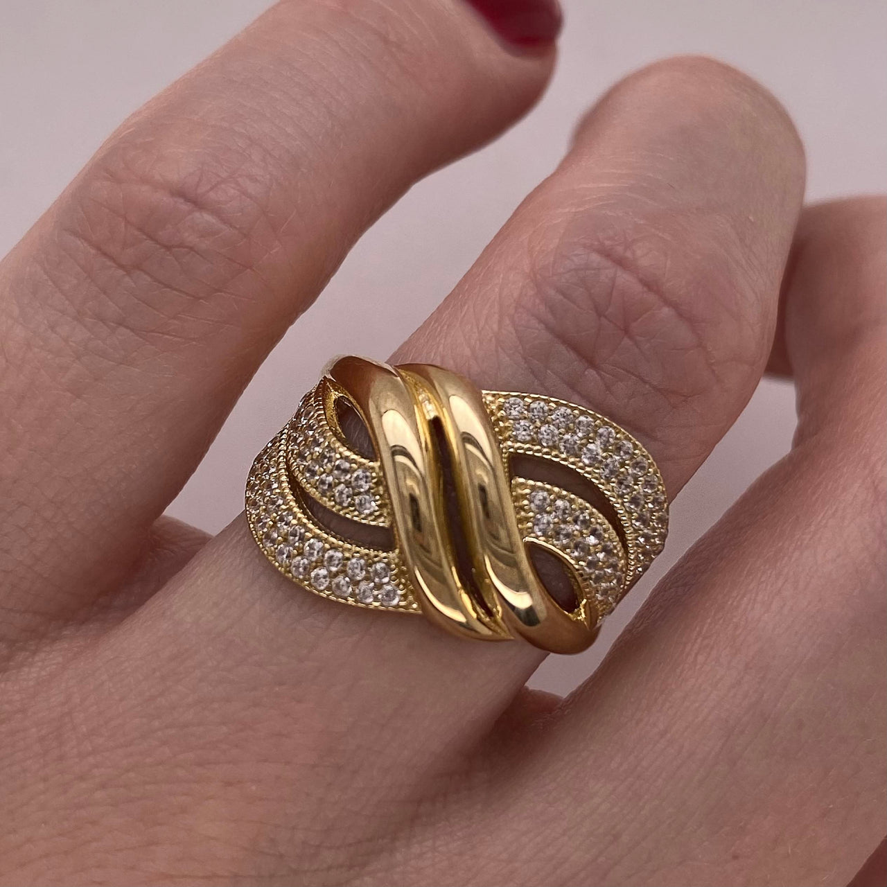 Churumbela Oro 10k - Ondas Cruzadas con Zirconias