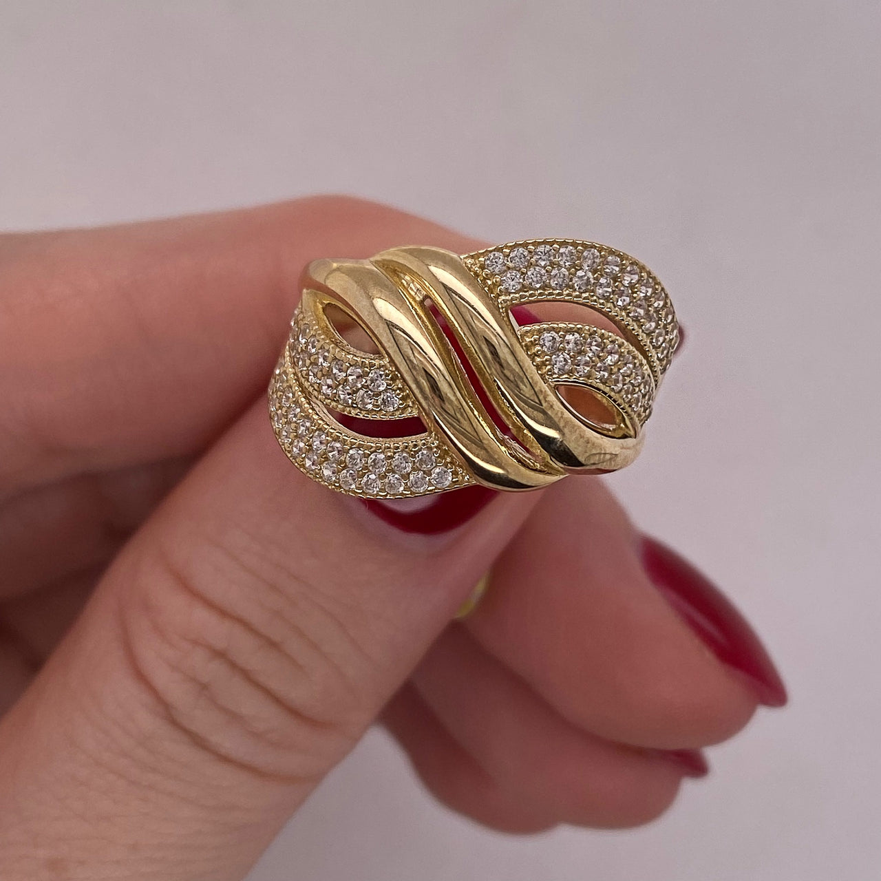 Churumbela Oro 10k - Ondas Cruzadas con Zirconias