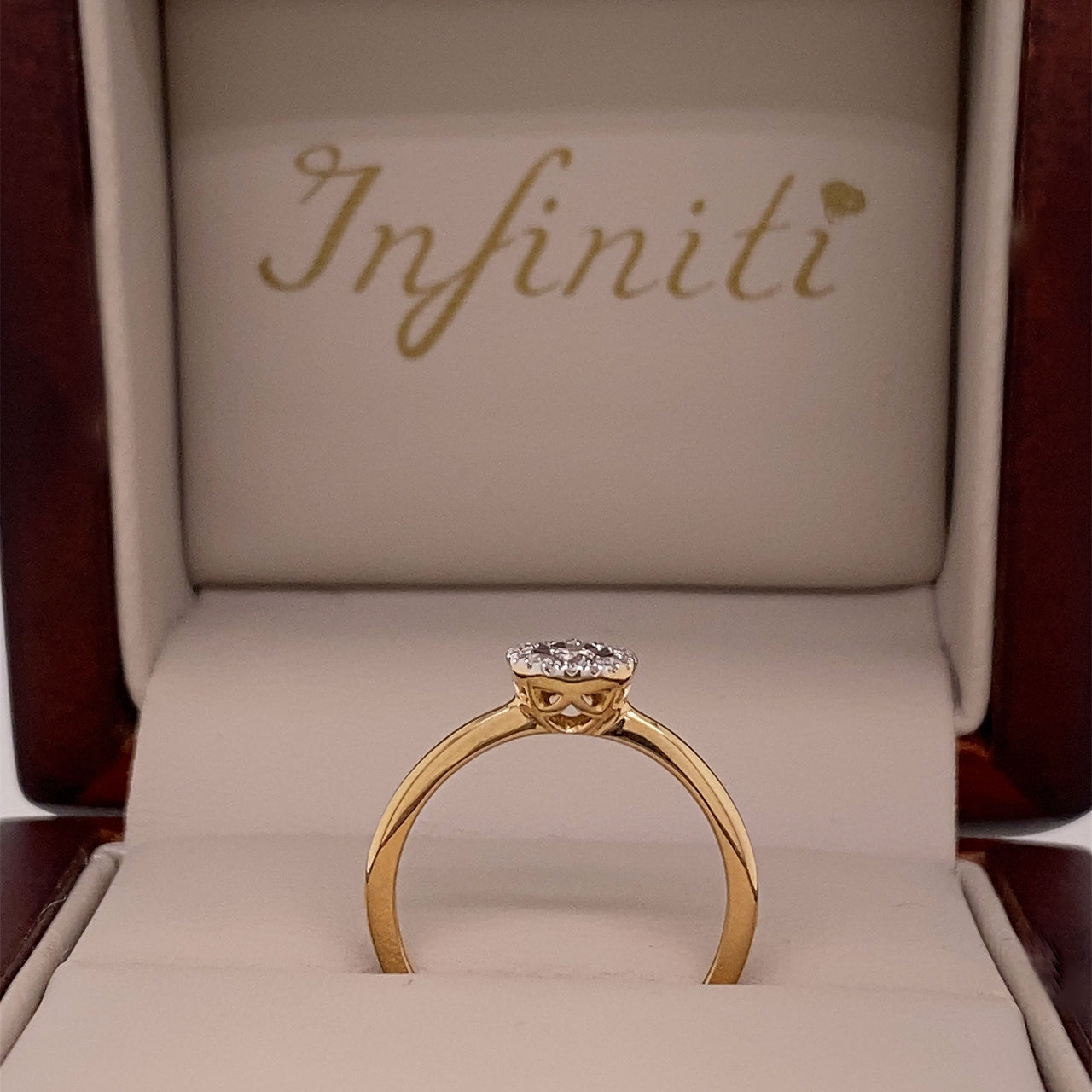 Anillo Oro 14k - Halo con Diamantes 8 Puntos Totales