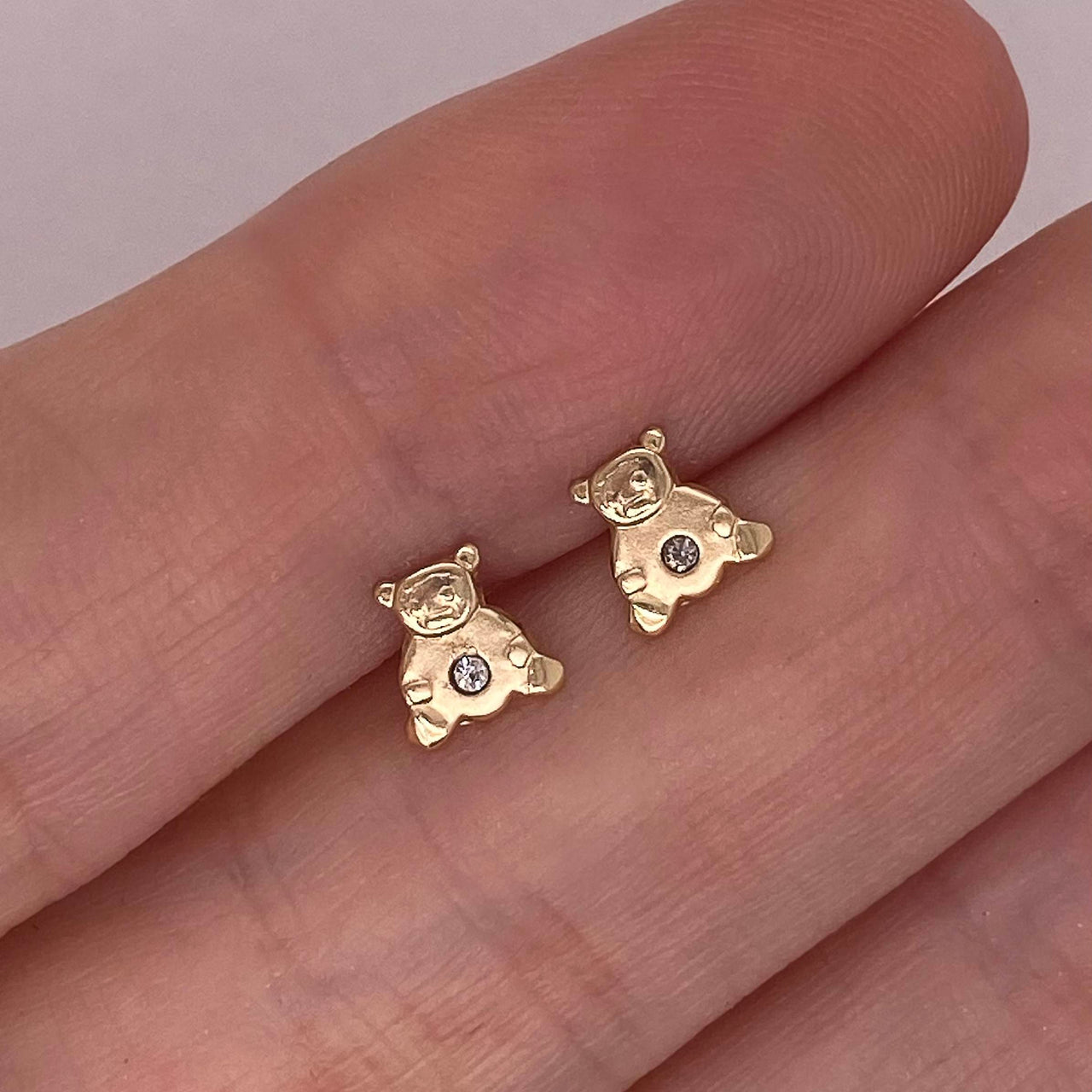 Broquel oso con Zirconia, Oro 10k