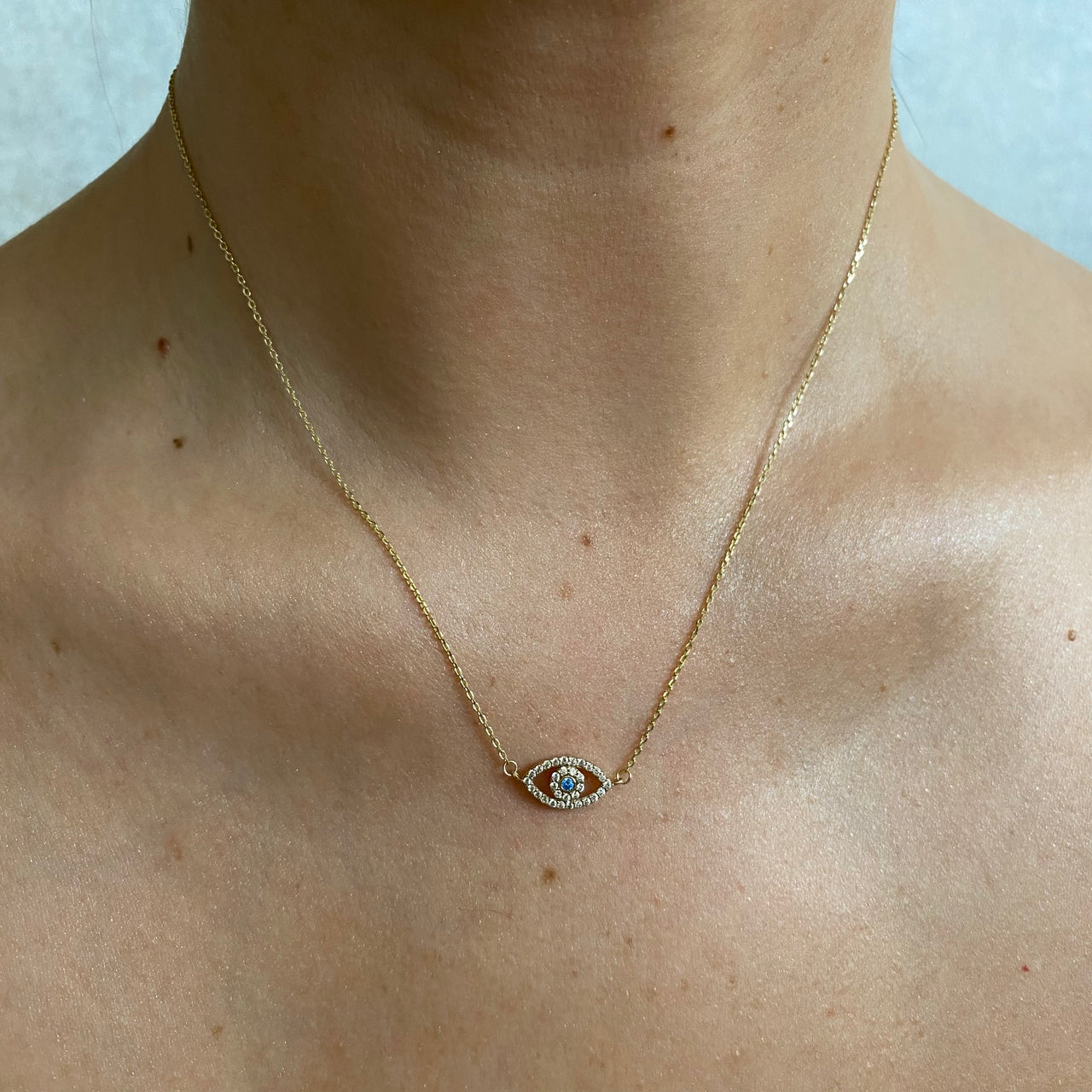 Gargantilla Oro 10k - Ojo Turco con Zirconias