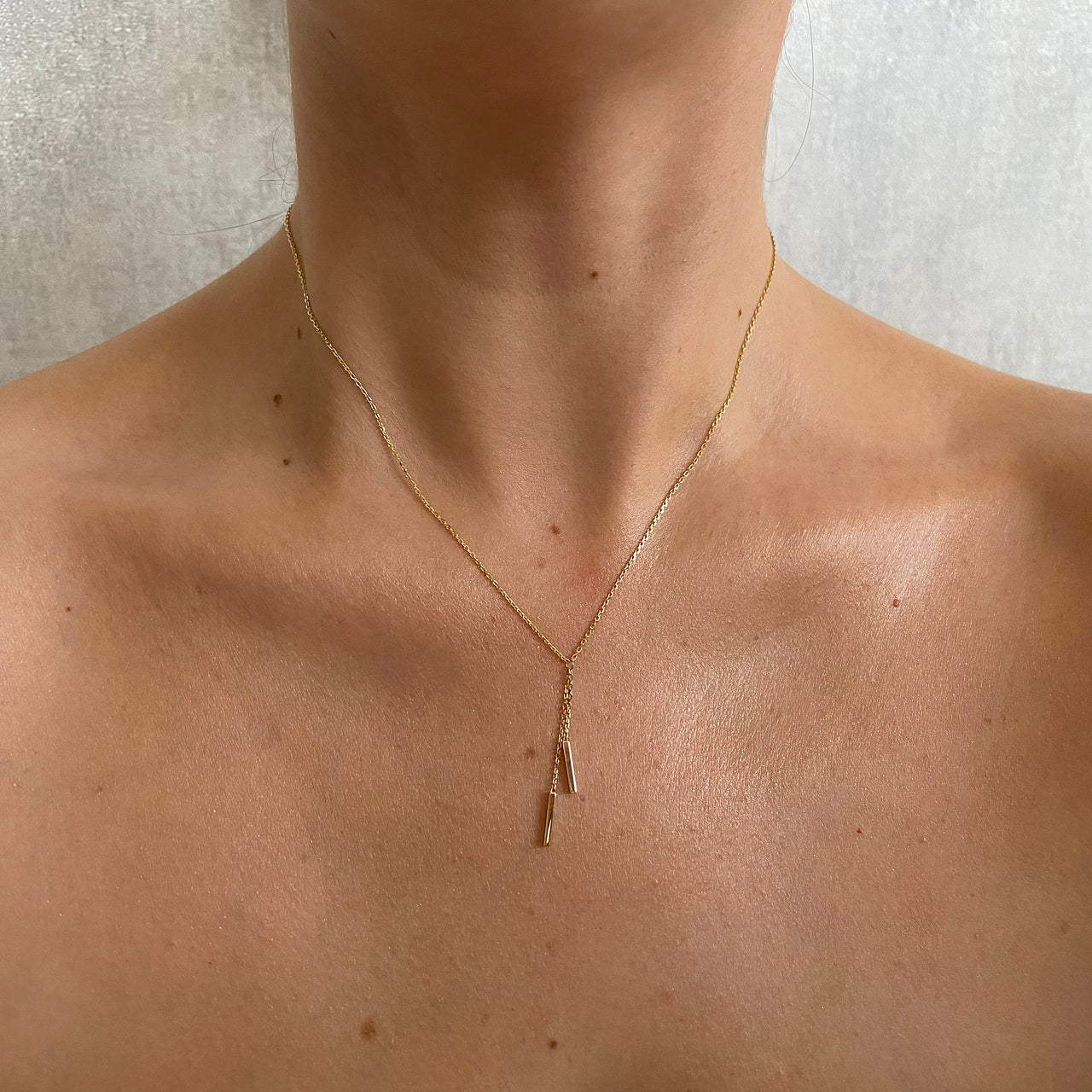 Gargantilla Oro 10k - Doble Barrita Lisa
