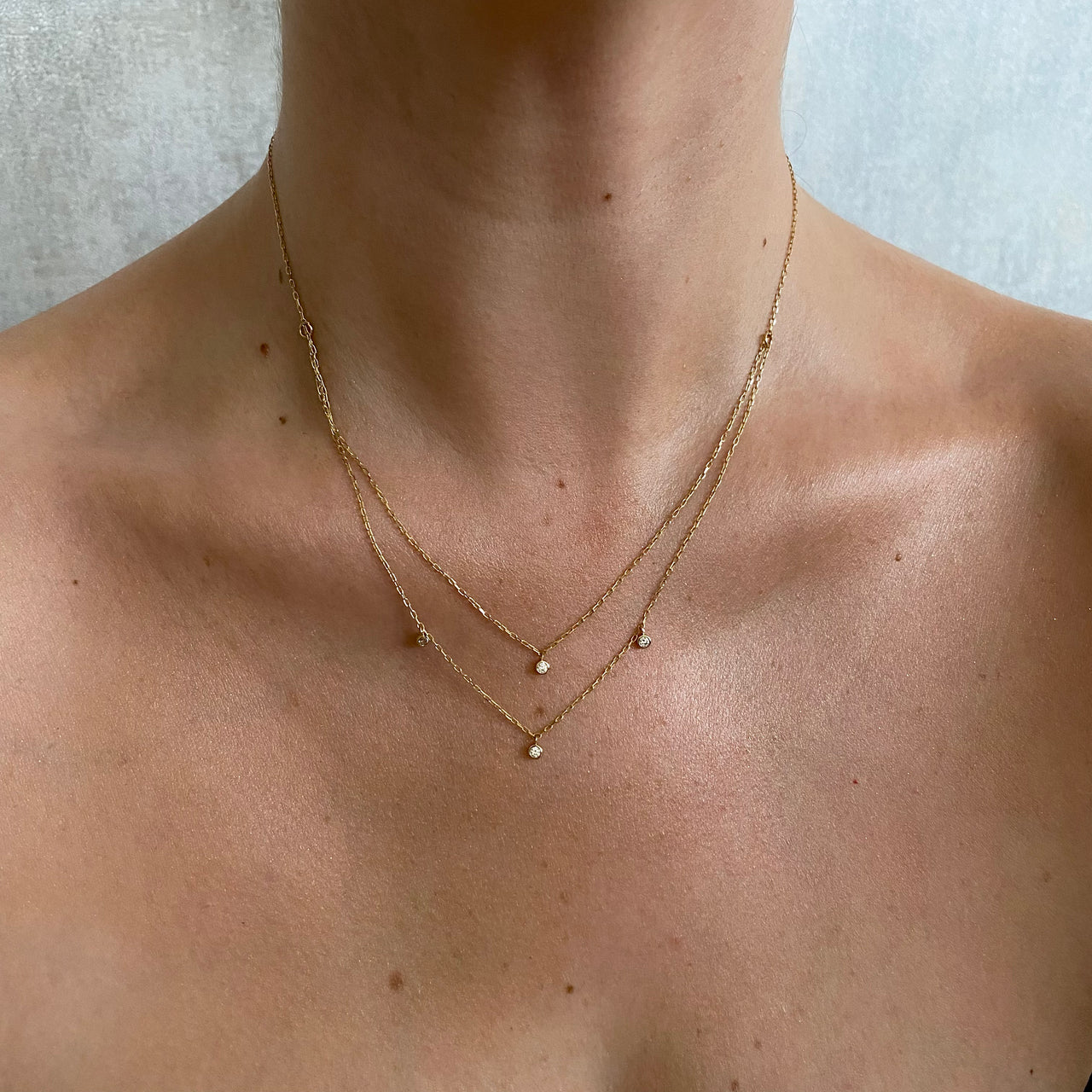 Gargantilla Oro 10k - Doble Caída con Zirconias