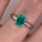 Anillo Oro Blanco 14k - Esmeralda Laboratorio 0.85 CT