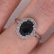 Anillo Oro Blanco 14k - Halo Zafiro con Diamante Natural 1.78 CTW