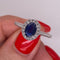 Anillo Oro Blanco 14k - Halo Zafiro con Diamante Natural 1.17 CTW