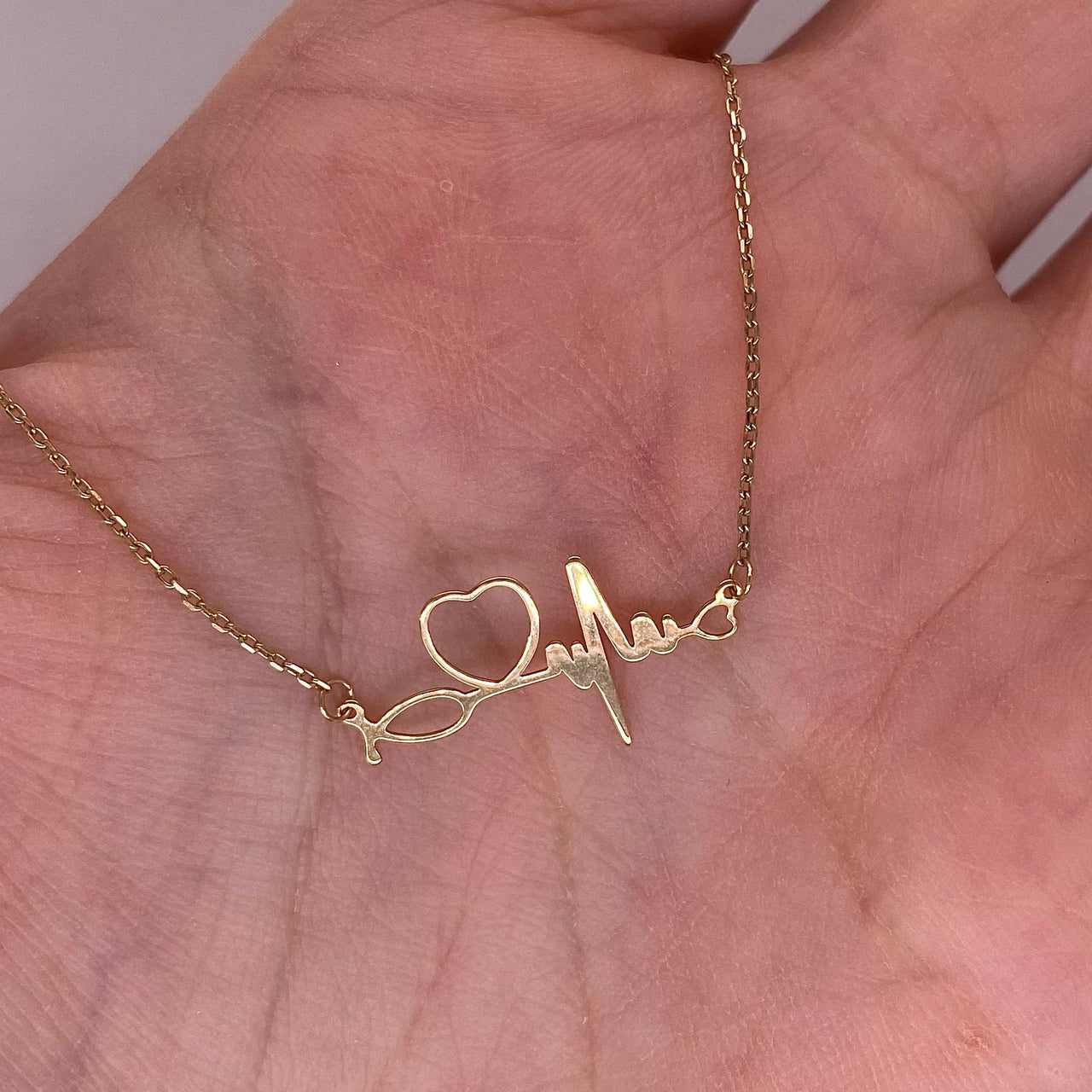 Gargantilla Oro Amarillo 10k - Electrocardiograma con Corazón