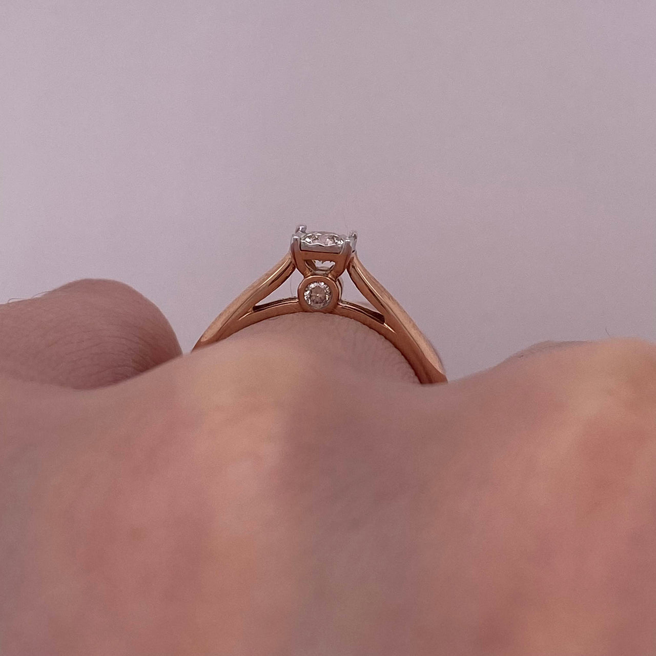 Anillo Oro Rosa 14k - Diamante Natural 0.20 CT