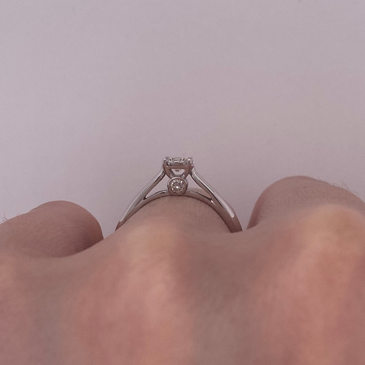 Anillo Oro Blanco 14k - Diamante Natural 0.20 CT
